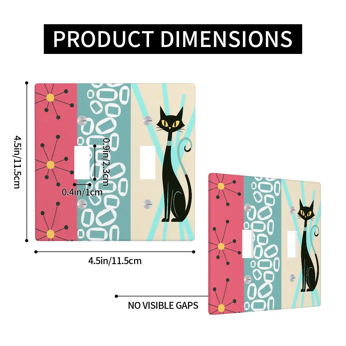 Kate McEnroe New York Atomic Cat Mid Century Modern Retro MCM Light Switch Plate CoverLight Switch PlateHBe1F0We5O