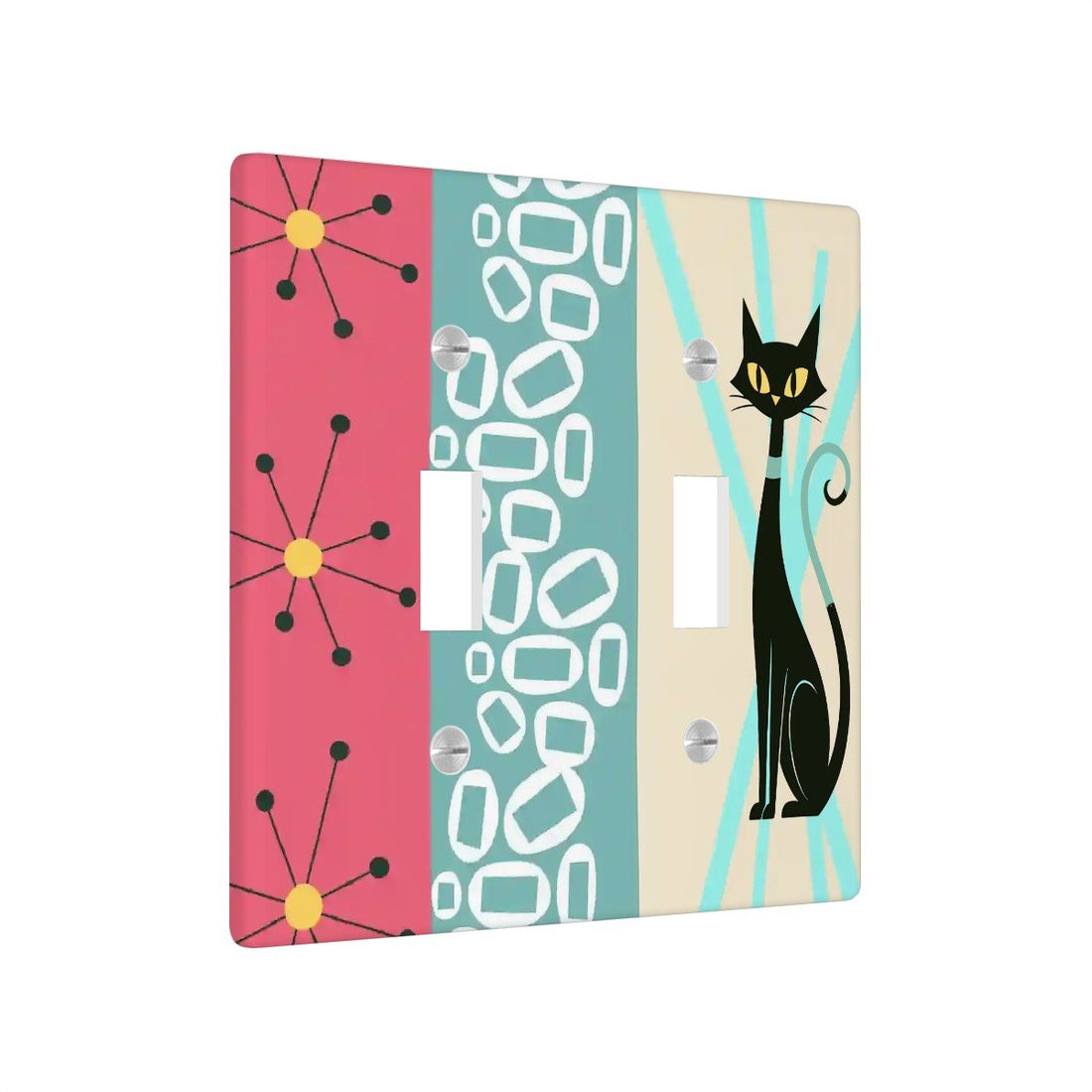 Kate McEnroe New York Atomic Cat Mid Century Modern Retro MCM Light Switch Plate CoverLight Switch PlateHBe1F0We5O
