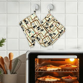 Kate McEnroe New York Atomic Cat Mid Century Modern Retro Oven Mitt Pot Holder Set (Left)Oven Mitts & Pot Holder SetZmRxOyScnM