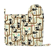 Kate McEnroe New York Atomic Cat Mid Century Modern Retro Oven Mitt Pot Holder Set (Right)Oven Mitts & Pot Holder SetcTQHNmXl4Y
