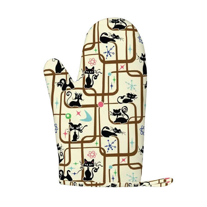 Kate McEnroe New York Atomic Cat Mid Century Modern Retro Oven Mitt Pot Holder Set (Right)Oven Mitts &amp; Pot Holder SetcTQHNmXl4Y