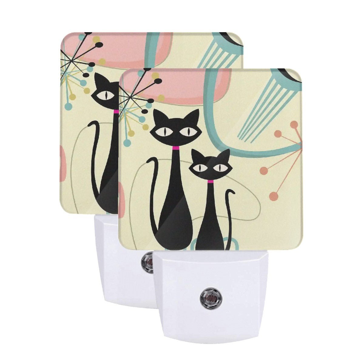 Kate McEnroe New York Atomic Cat Mid Century Modern Retro Starburst Night Light Set, 50s Space Age DecorNight LightsIA1JIqYpki