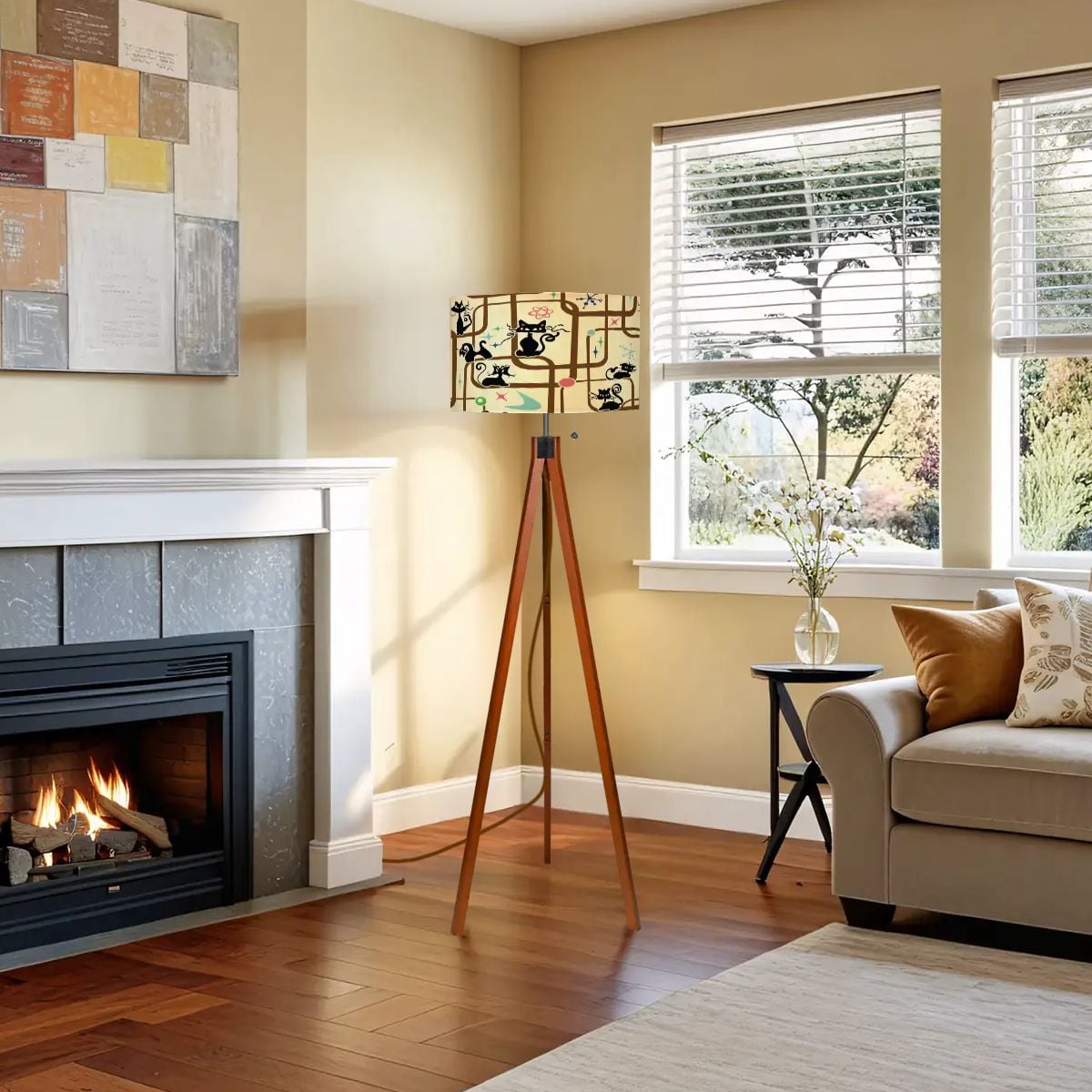 Kate McEnroe New York Atomic Cat Mid Century Modern Retro Tripod Floor LampTripod Floor Lamps6DVV0bk6II