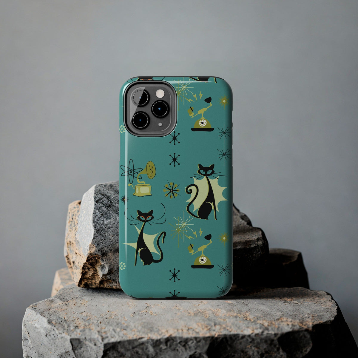 Kate McEnroe New York Atomic Cat Mid Century Modern Retro Vintage Gramophone iPhone CasePhone Cases12056503668698112565