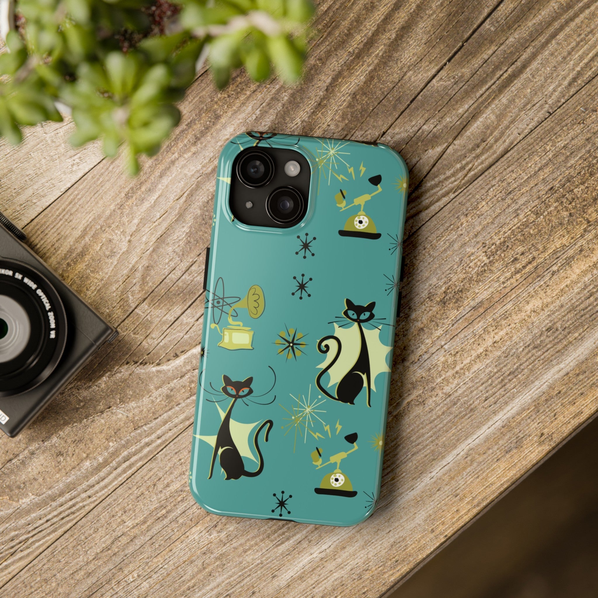 Kate McEnroe New York Atomic Cat Mid Century Modern Retro Vintage Gramophone iPhone CasePhone Cases17914567151211444047