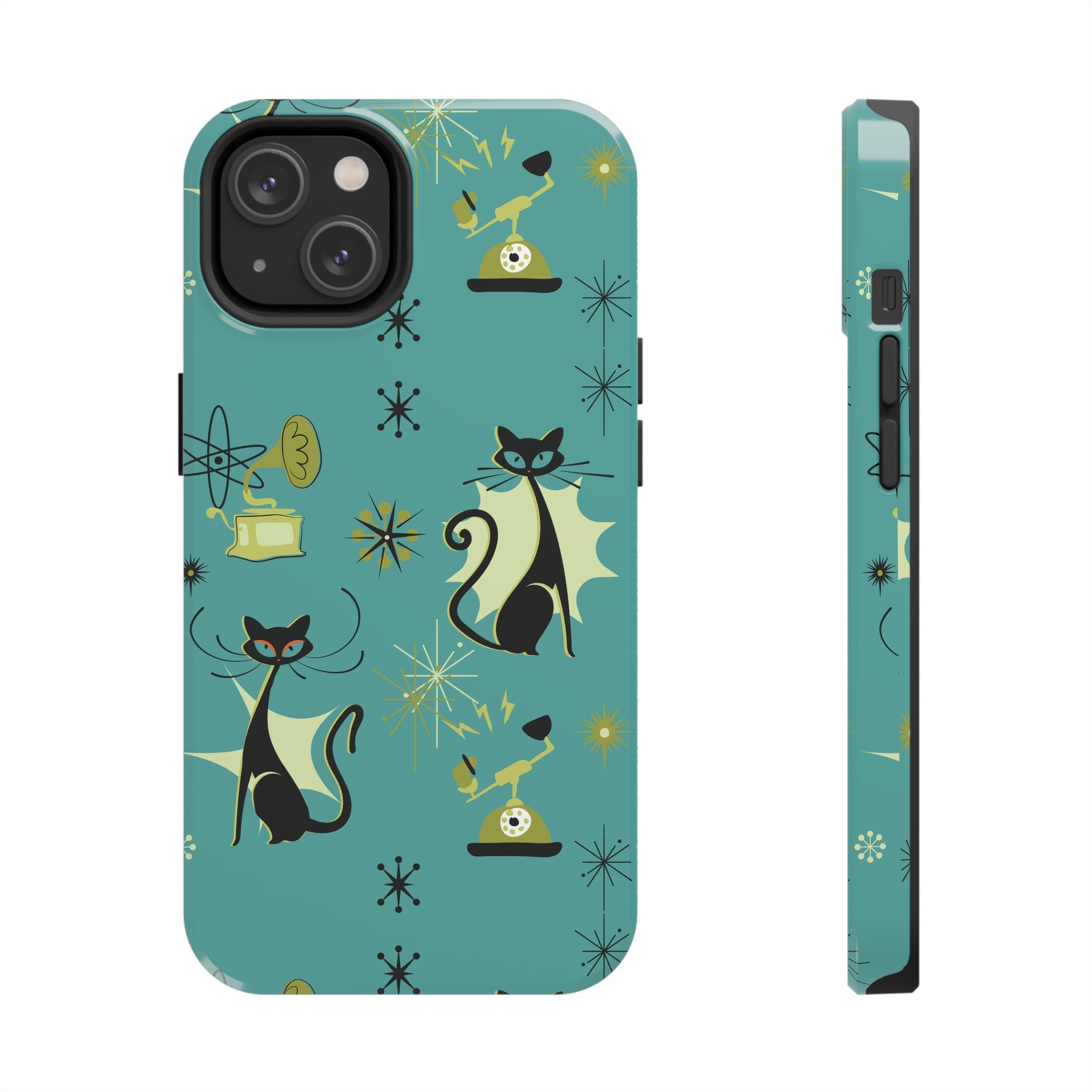 Kate McEnroe New York Atomic Cat Mid Century Modern Retro Vintage Gramophone iPhone CasePhone Cases22587538853758089437