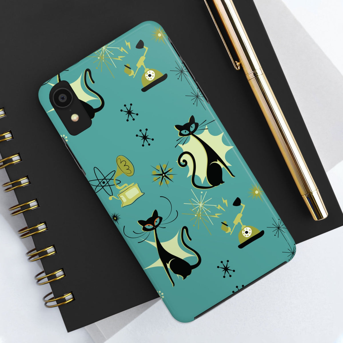 Kate McEnroe New York Atomic Cat Mid Century Modern Retro Vintage Gramophone iPhone CasePhone Cases31322504040186110300