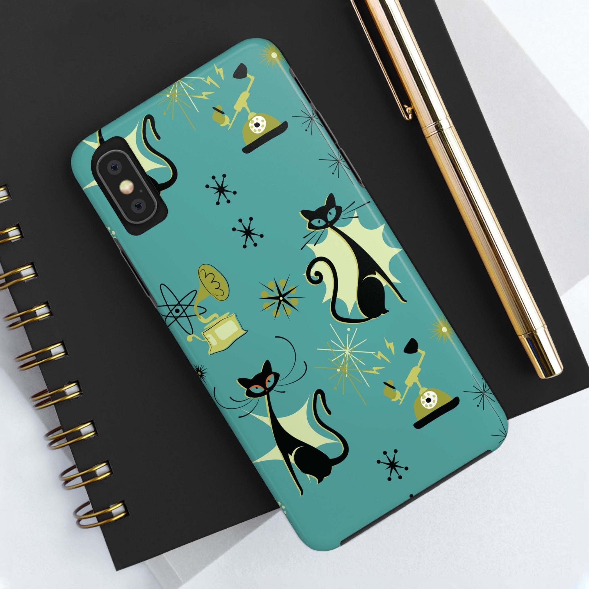 Kate McEnroe New York Atomic Cat Mid Century Modern Retro Vintage Gramophone iPhone CasePhone Cases90741536223023469159