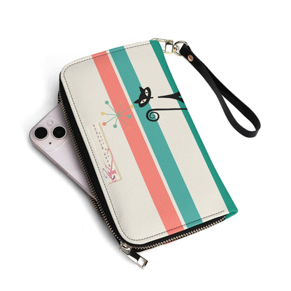 Kate McEnroe New York Atomic Cat Mid Century Modern Retro Wallet, Colorful Atomic Starburst Stripe Zip - Around WalletWalletsW1M82G9Y - 1