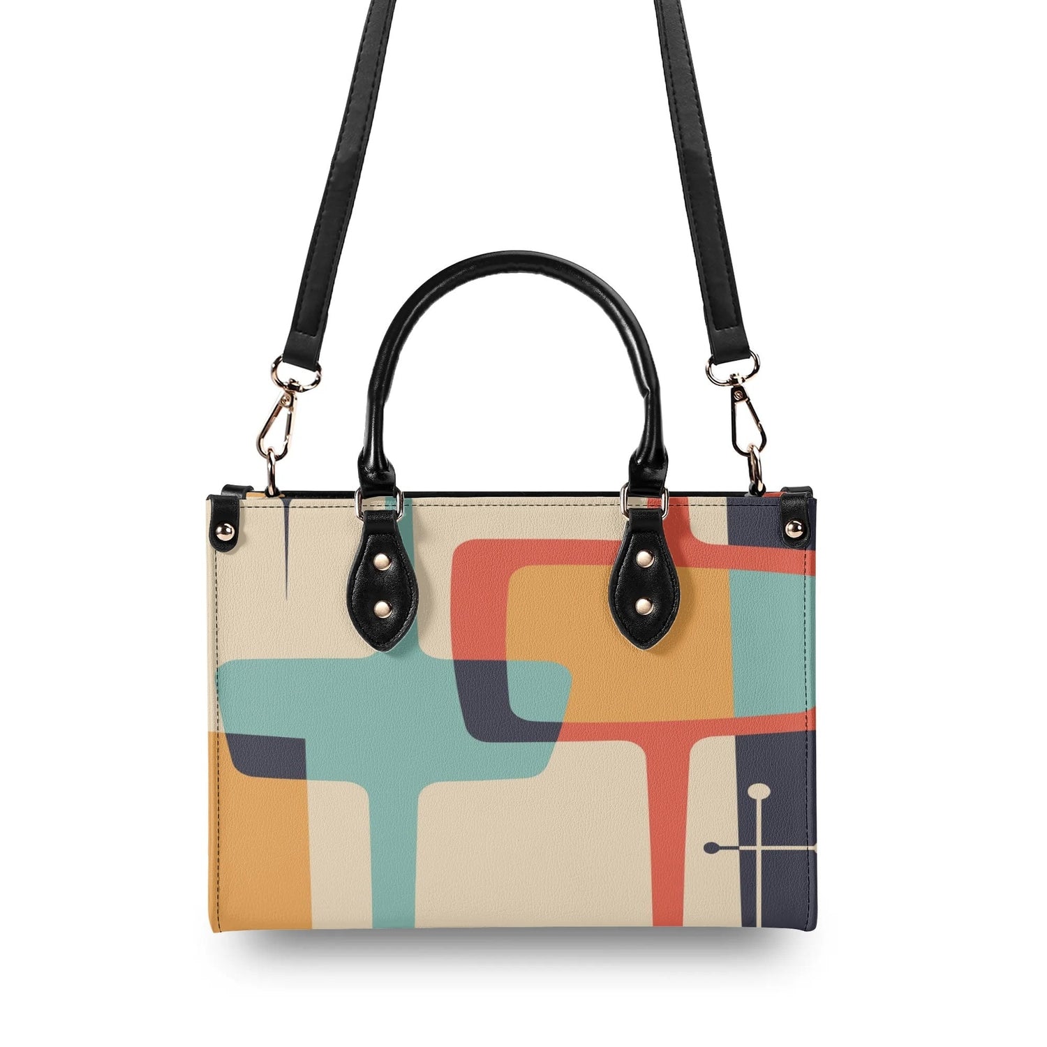 Kate McEnroe New York Atomic Cat Mid Century Modern Satchel, Retro Geometric HandbagHandbagsN950QEJY - 1