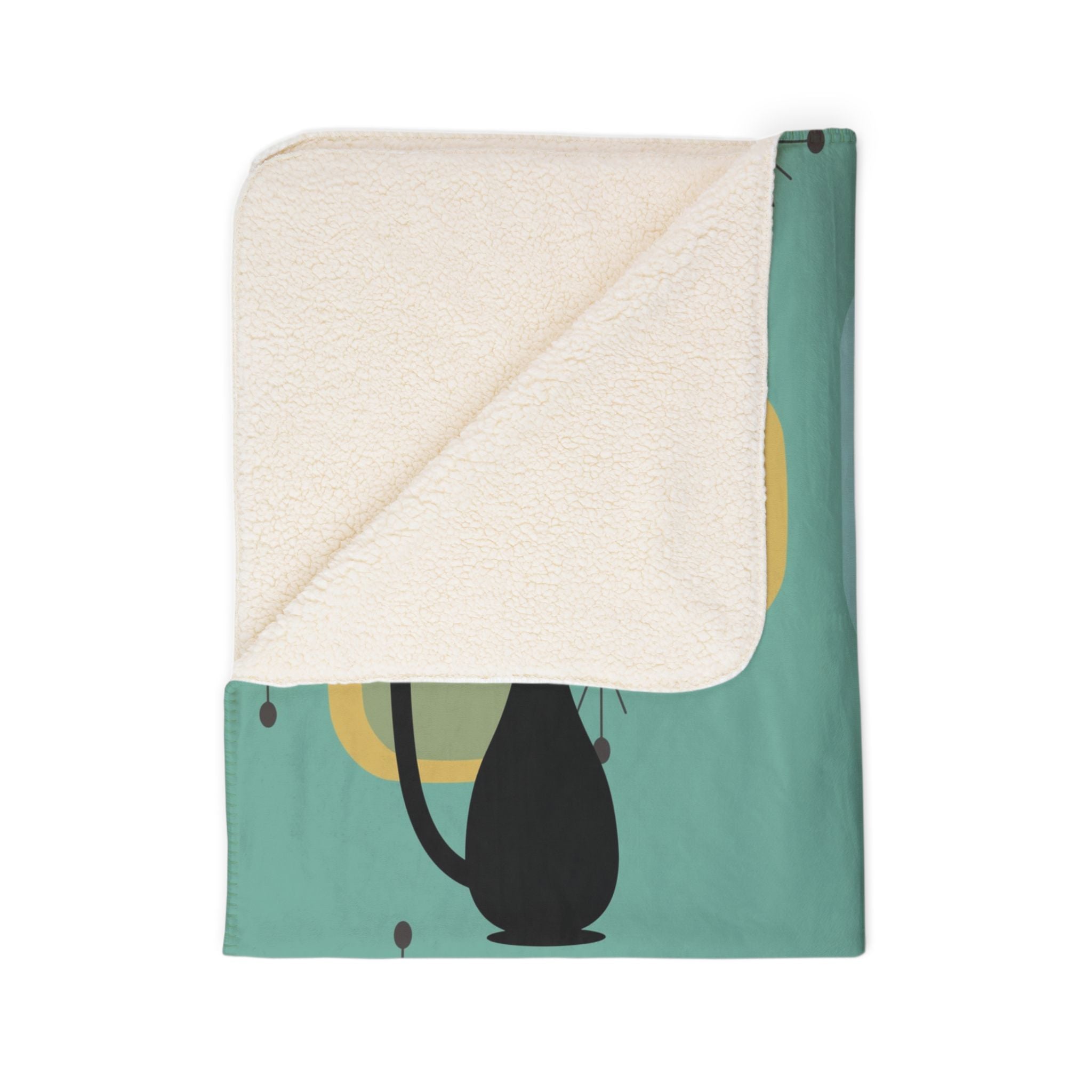 Kate McEnroe New York Atomic Cat Mid Century Modern Sherpa Blanket, Retro Geometric Starburst Fleece Throw, MCM Cozy DecorBlankets11603304683977954915