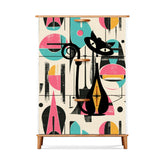Kate McEnroe New York Atomic Cat Mid Century Modern Shoe Cabinet, 50s Geometric Storage Organizer, Retro Entryway FurnitureShoe StorageCHbticsxDb