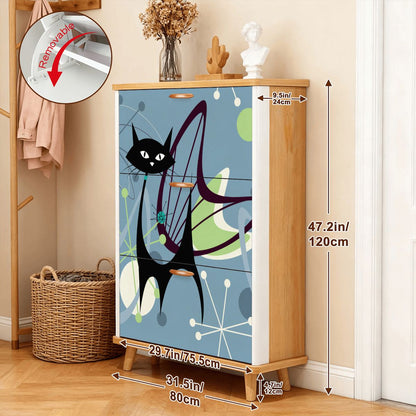Kate McEnroe New York Atomic Cat Mid Century Modern Shoe Cabinet, Retro Boomerang Starburst Storage Unit, 50s MCM Accent FurnitureShoe Storage3nwzFg4RfH
