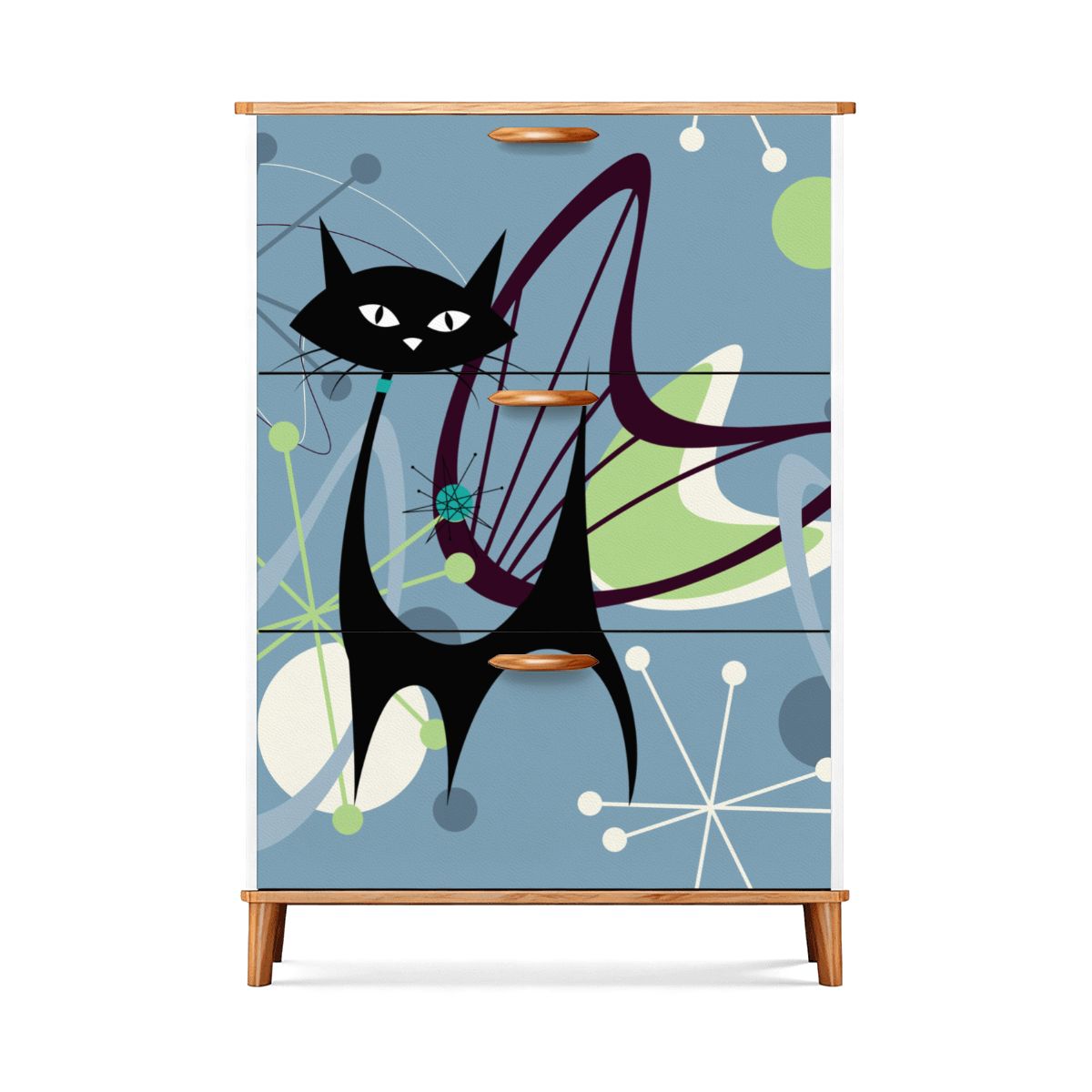 Kate McEnroe New York Atomic Cat Mid Century Modern Shoe Cabinet, Retro Boomerang Starburst Storage Unit, 50s MCM Accent FurnitureShoe Storage3nwzFg4RfH