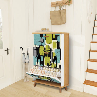 Kate McEnroe New York Atomic Cat Mid Century Modern Shoe Cabinet, Retro Geometric Storage Accent, 50s Abstract FurnitureShoe Storagef9i7p5dgrJ