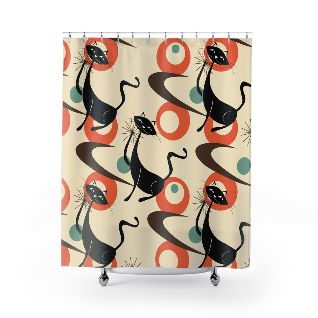 Kate McEnroe New York Atomic Cat Mid Century Modern Shower Curtain, Retro Geometric 50s Kitsch Bathroom DecorShower Curtains77192137699797662596
