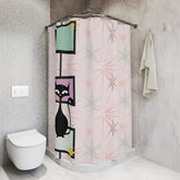 Kate McEnroe New York Atomic Cat Mid Century Modern Shower Curtain, Retro Starburst Bathroom Decor, MCM Atomic Age BathShower Curtains91651894466290105496