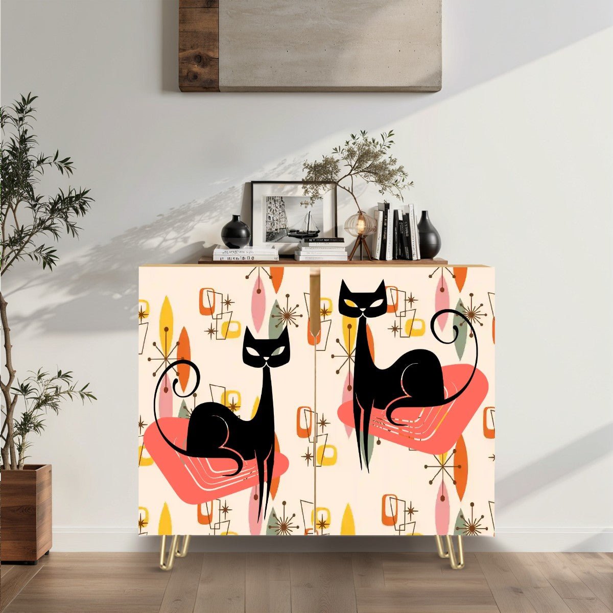 Kate McEnroe New York Atomic Cat Mid Century Modern Sideboard Cabinet, Retro Starburst Storage Credenza, MCM Accent CabinetStorage Cabinetsd6g3viXdTc