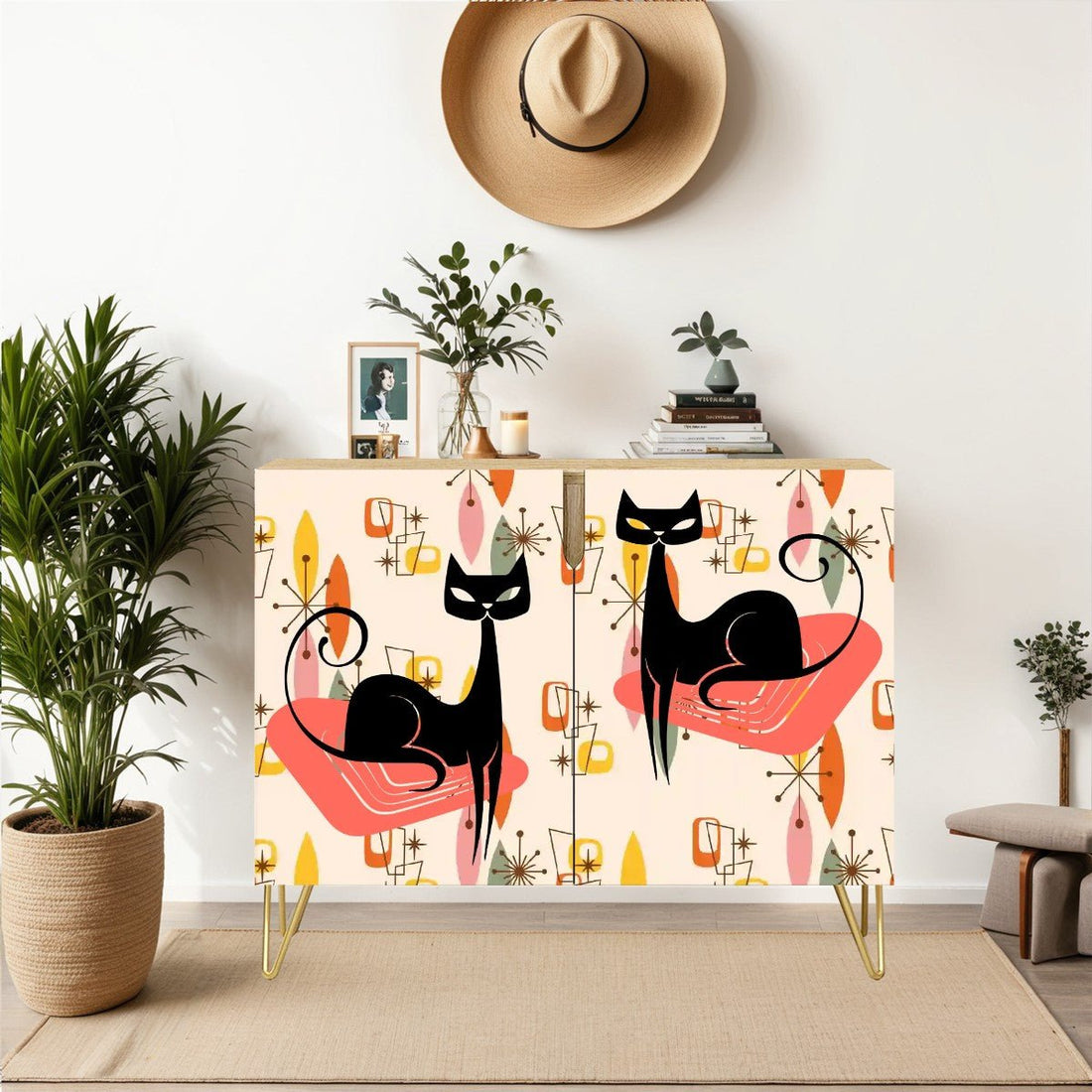 Kate McEnroe New York Atomic Cat Mid Century Modern Sideboard Cabinet, Retro Starburst Storage Credenza, MCM Accent CabinetStorage Cabinetsd6g3viXdTc
