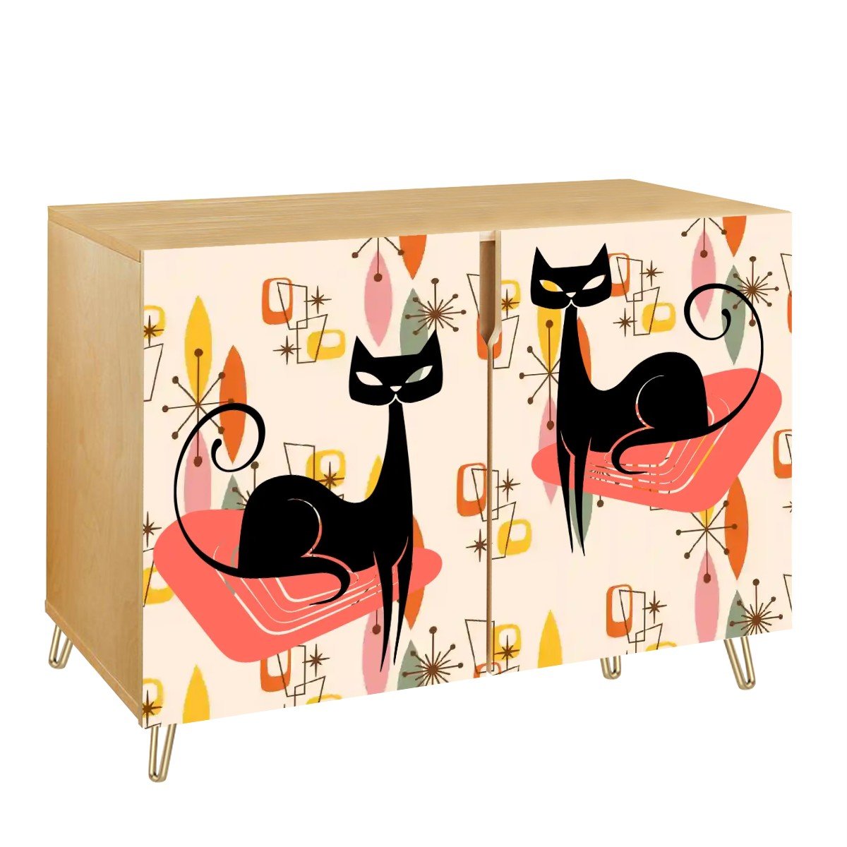 Kate McEnroe New York Atomic Cat Mid Century Modern Sideboard Cabinet, Retro Starburst Storage Credenza, MCM Accent CabinetStorage Cabinetsd6g3viXdTc