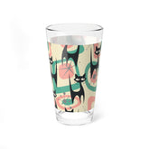 Kate McEnroe New York Atomic Cat Mid Century Modern Starburst Barware, 60s Retro Geometric Pink, Mint, Gray MCM Drinkware, Kitschy Kitsch Cocktail GlassPint Glasses95545746440229469384