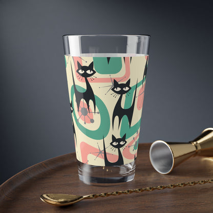 Kate McEnroe New York Atomic Cat Mid Century Modern Starburst Barware, 60s Retro Geometric Pink, Mint, Gray MCM Drinkware, Kitschy Kitsch Cocktail GlassPint Glasses95545746440229469384