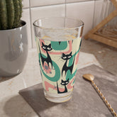 Kate McEnroe New York Atomic Cat Mid Century Modern Starburst Barware, 60s Retro Geometric Pink, Mint, Gray MCM Drinkware, Kitschy Kitsch Cocktail GlassPint Glasses95545746440229469384