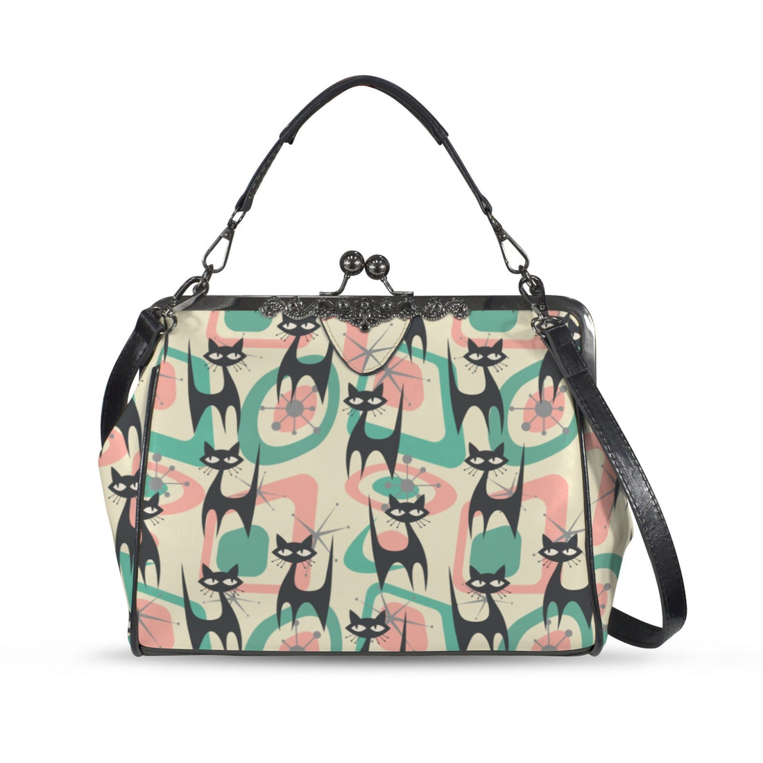 Kate McEnroe New York Atomic Cat Mid Century Modern Starburst Kiss Lock PurseCrossbody BagsD3384964