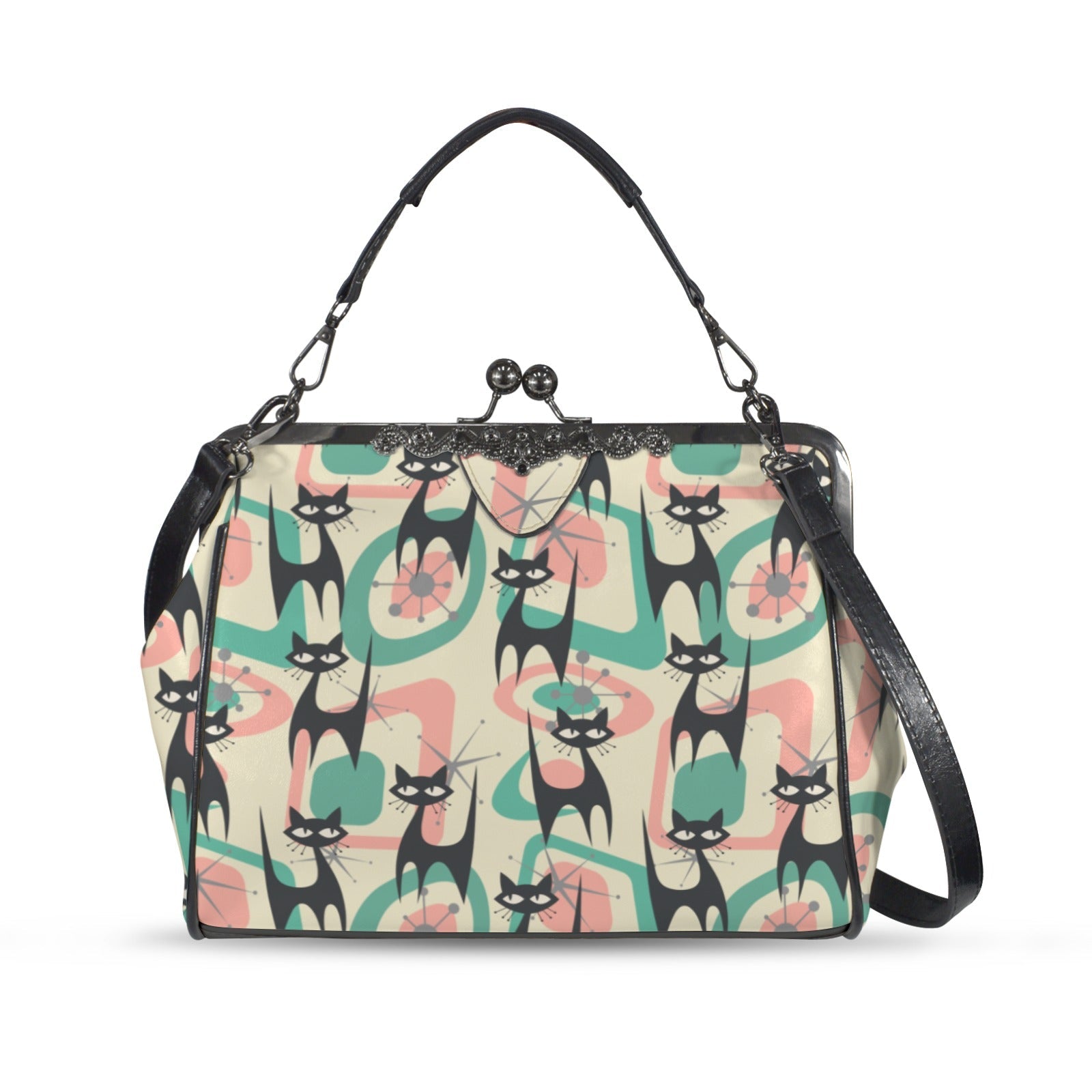 Kate McEnroe New York Atomic Cat Mid Century Modern Starburst Kiss Lock PurseCrossbody BagsD3384964