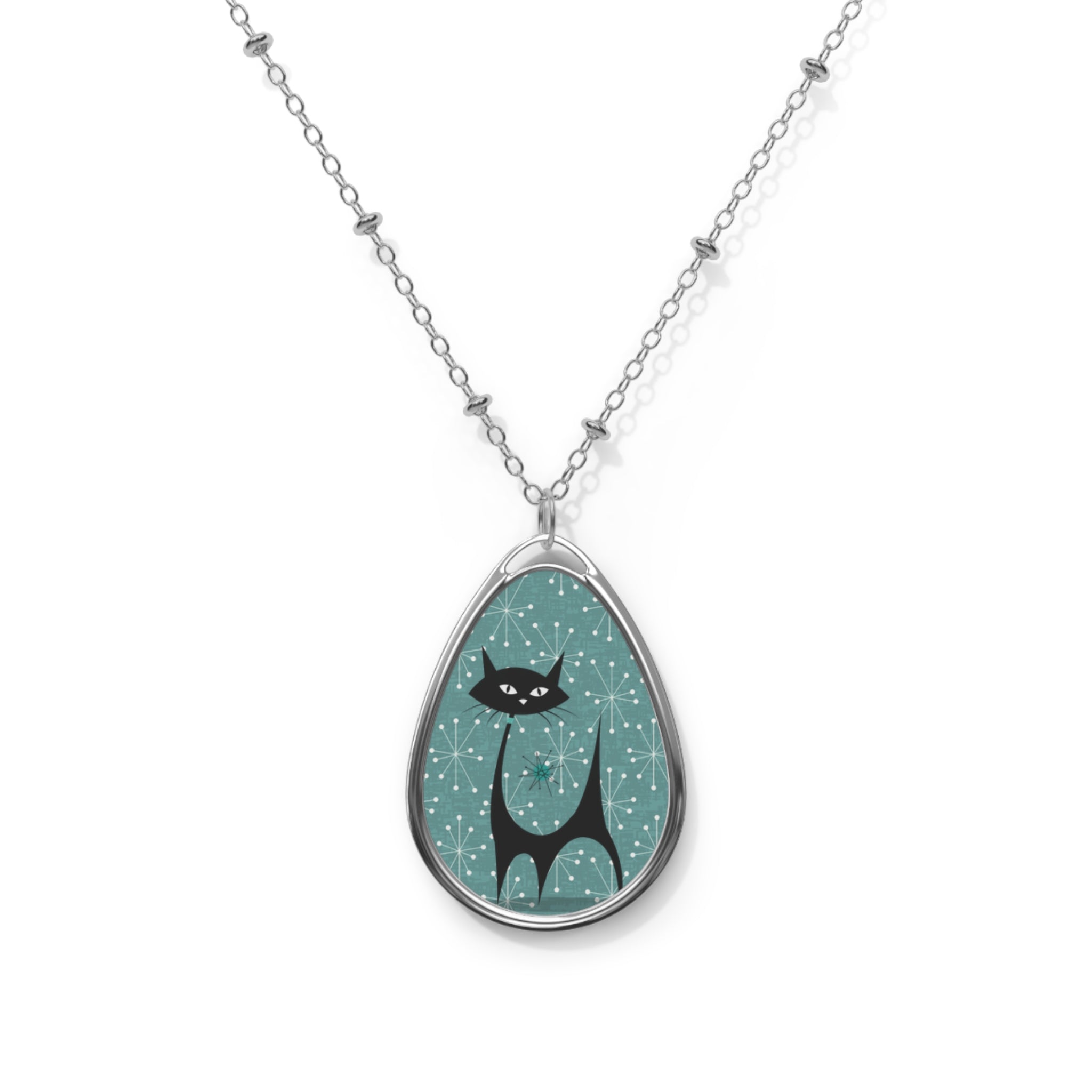 Kate McEnroe New York Atomic Cat Mid Century Modern Starburst Necklace, Retro 50s Teardrop Pendant, Vintage - Inspired JewelryNecklaces92647280775693240703