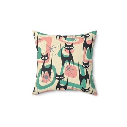 Kate McEnroe New York Atomic Cat Mid Century Modern Starburst Throw Pillow with Insert, 60s Retro Geometric Pink, Mint, Gray Living Room, Bedroom Decor Throw Pillows