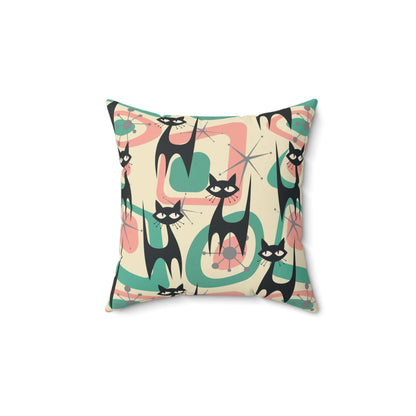 Kate McEnroe New York Atomic Cat Mid Century Modern Starburst Throw Pillow with Insert, 60s Retro Geometric Pink, Mint, Gray Living Room, Bedroom DecorThrow Pillows29529080037115796861