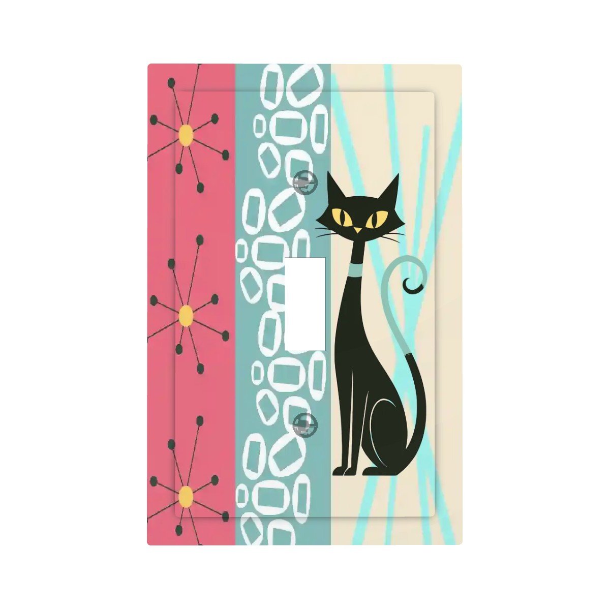 Kate McEnroe New York Atomic Cat Mid Century Modern Switch Plate, Retro 50s Starburst Wall Cover, Pink Aqua Mod Light SwitchSwitch Plates9c7RAFAEjC