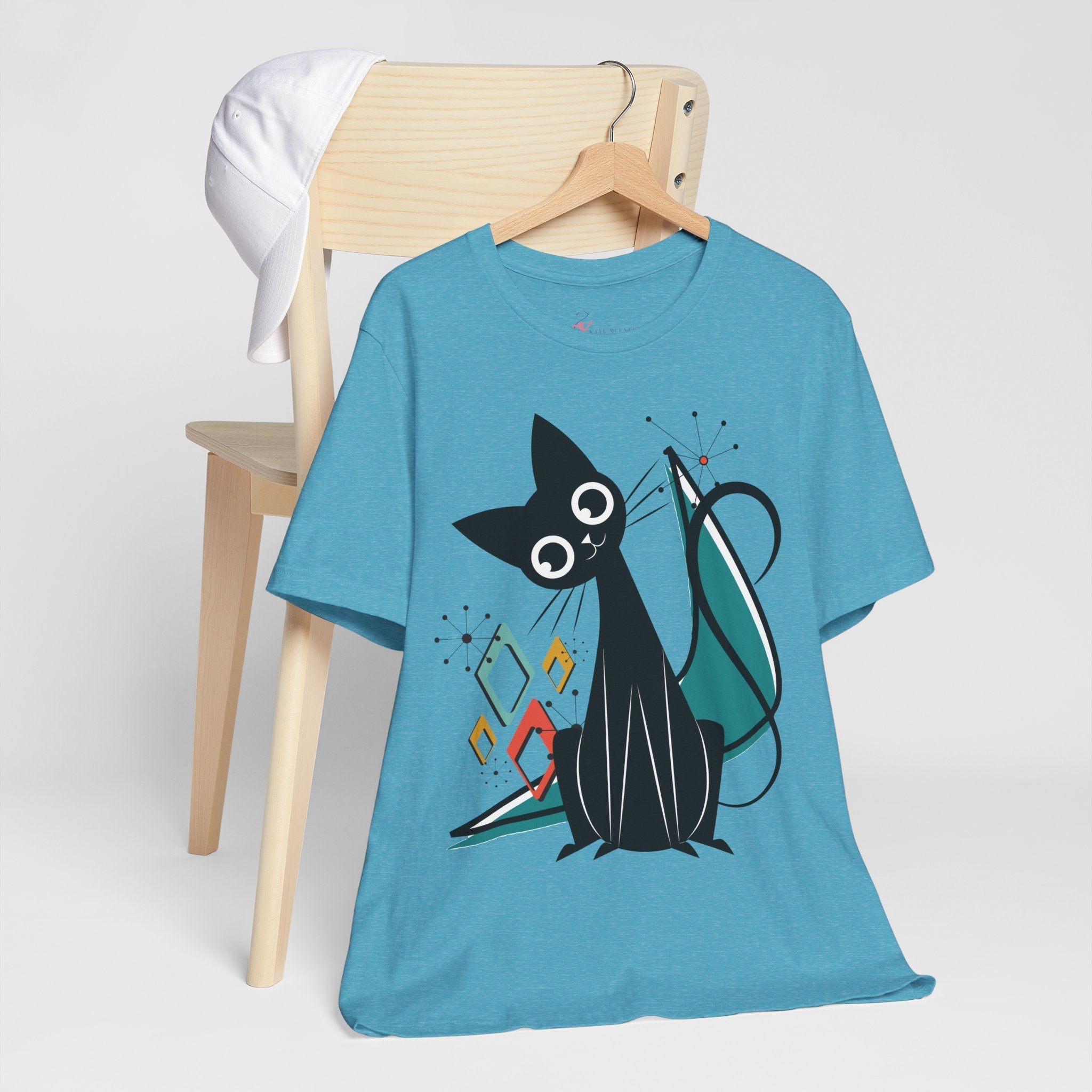 Kate McEnroe New York Atomic Cat Mid Century Modern T-Shirt, Retro MCM Cat Lover TeeT-Shirts22317927656216472326