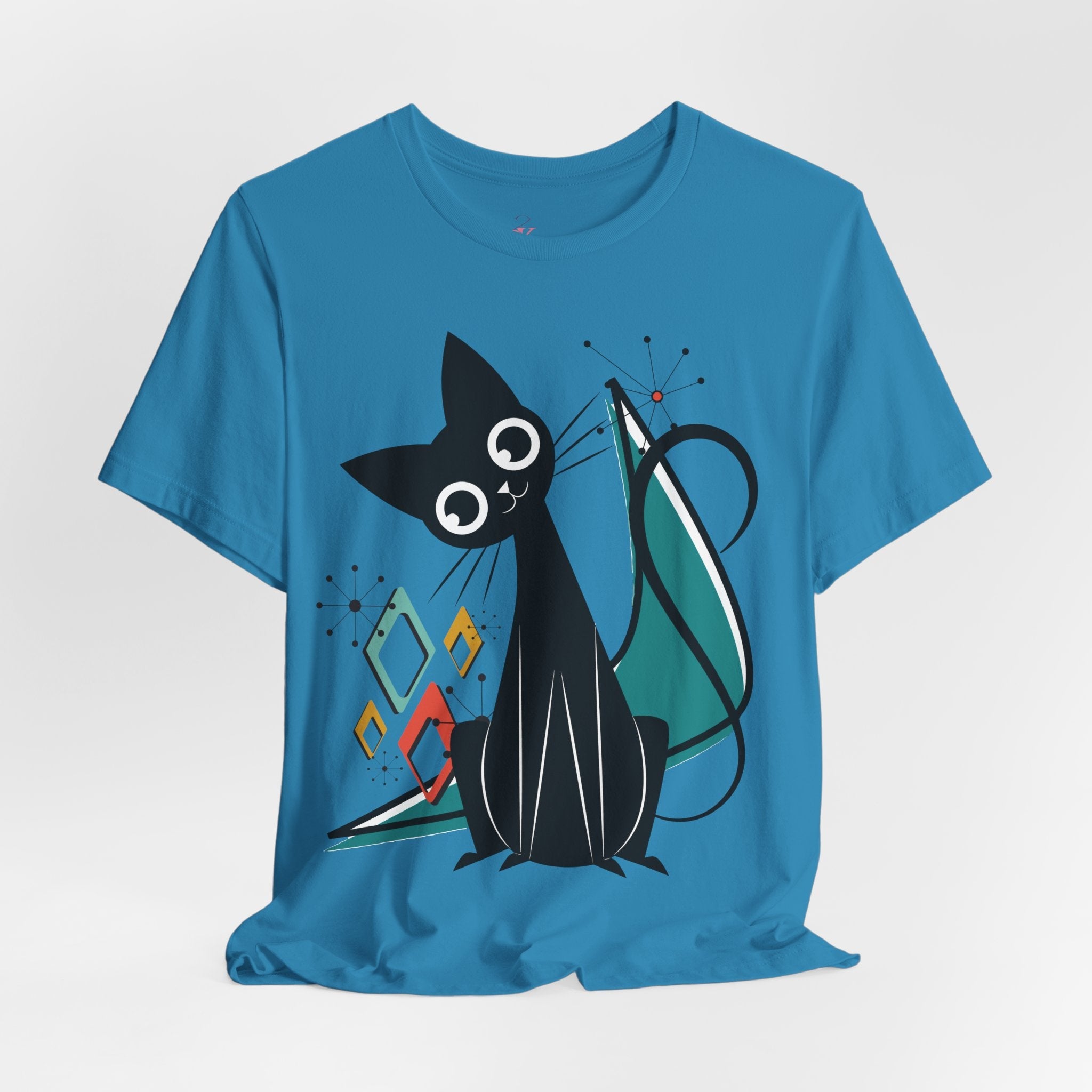 Kate McEnroe New York Atomic Cat Mid Century Modern T-Shirt, Retro MCM Cat Lover TeeT-Shirts22317927656216472326