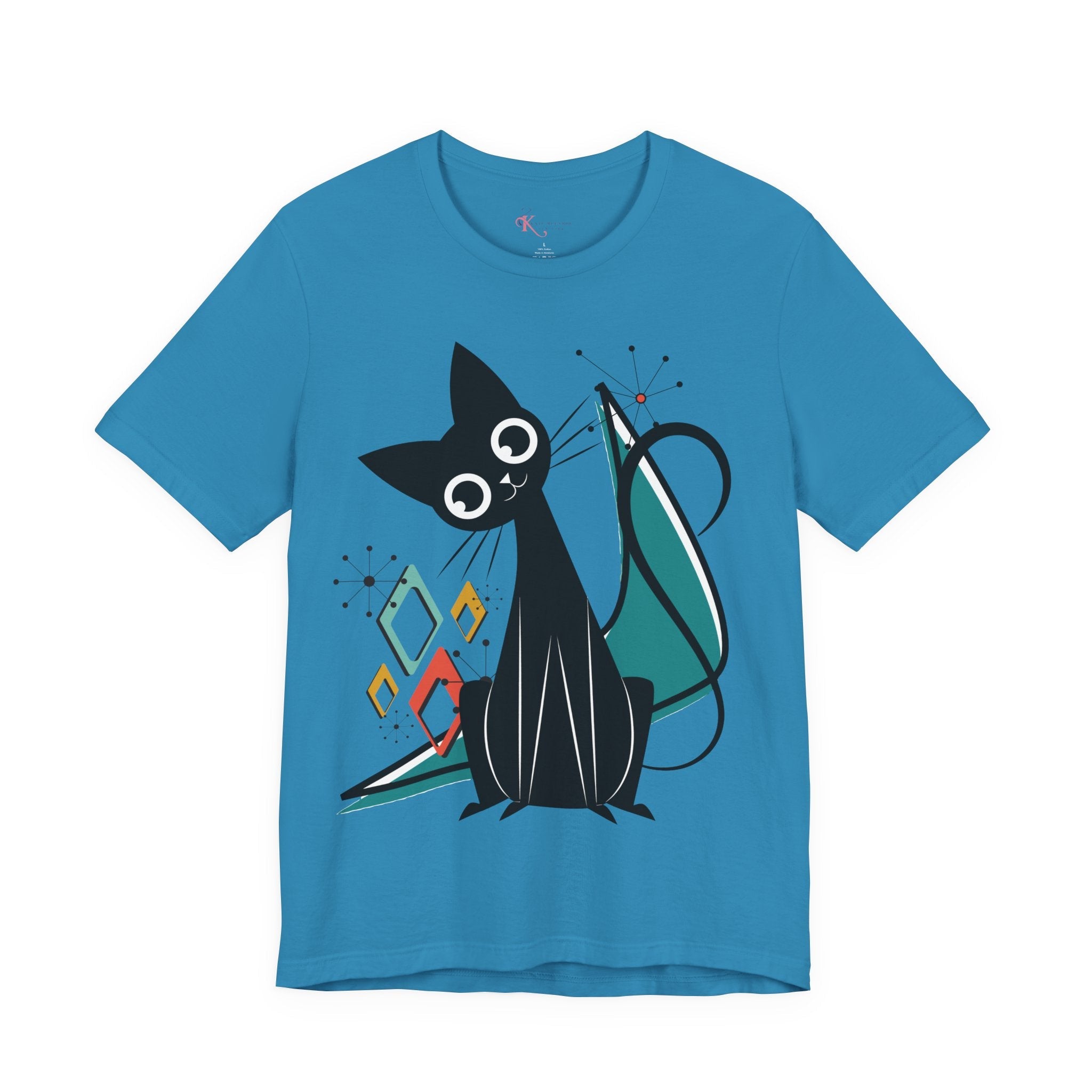 Kate McEnroe New York Atomic Cat Mid Century Modern T-Shirt, Retro MCM Cat Lover TeeT-Shirts25921138853632513924