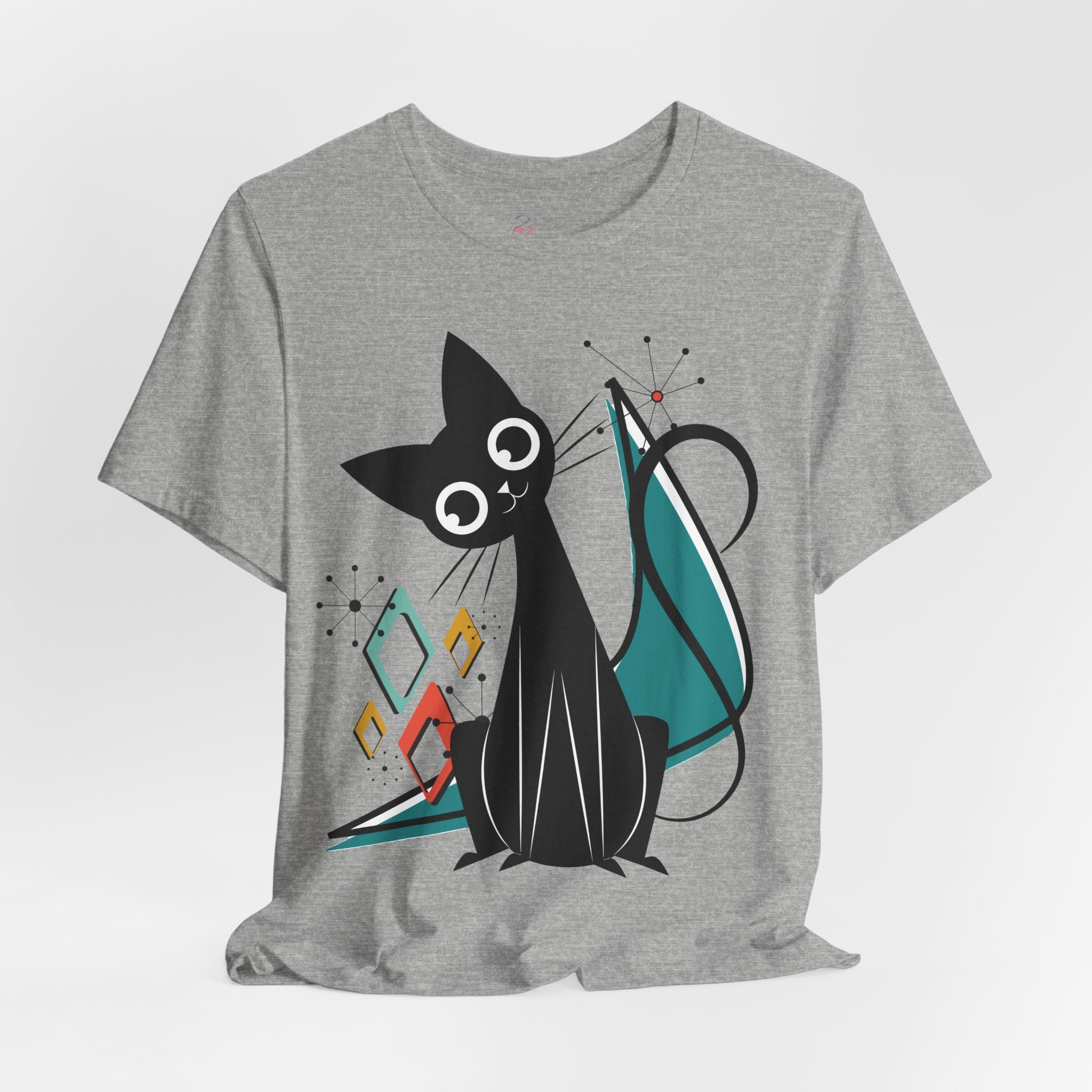 Kate McEnroe New York Atomic Cat Mid Century Modern T-Shirt, Retro MCM Cat Lover TeeT-Shirts25921138853632513924