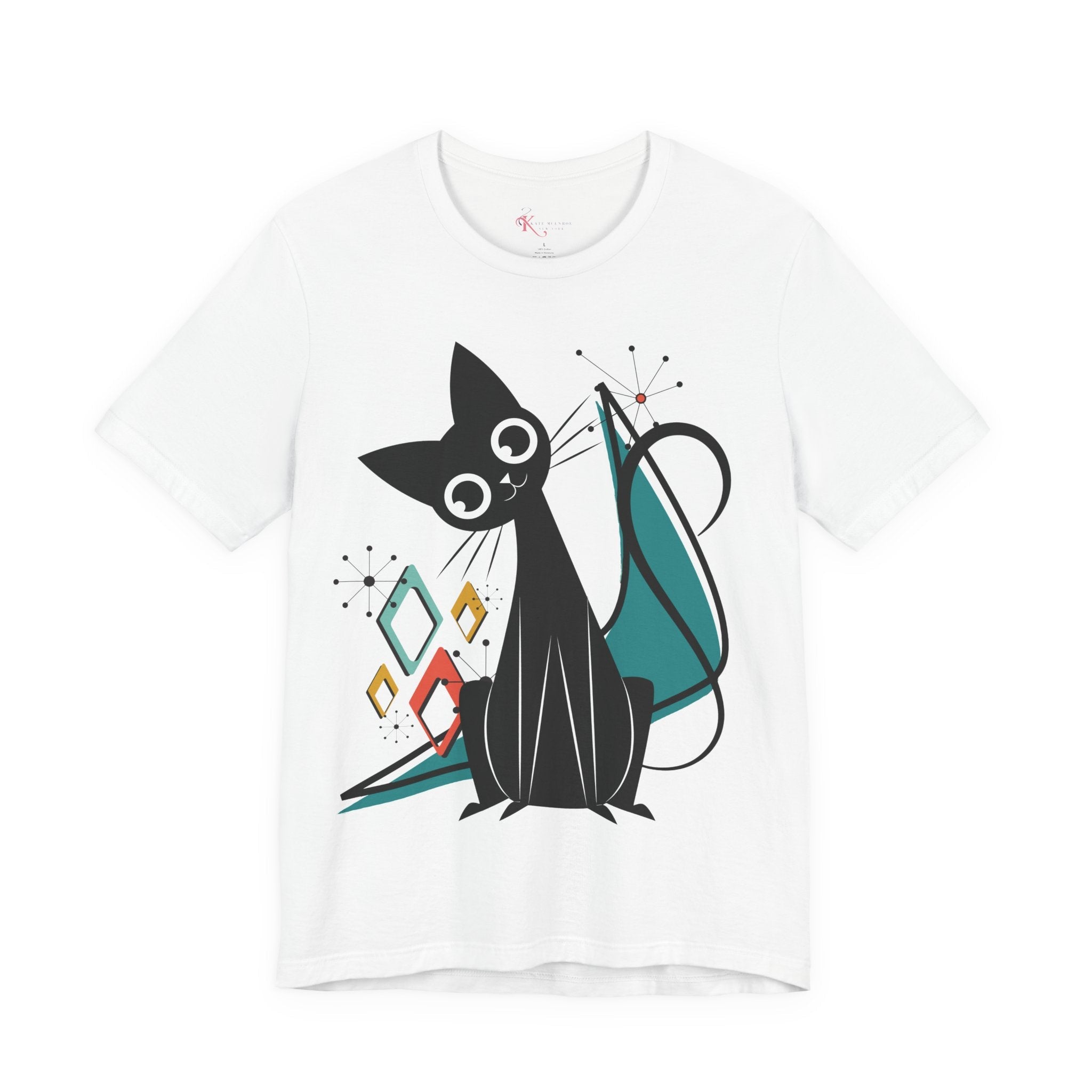 Kate McEnroe New York Atomic Cat Mid Century Modern T-Shirt, Retro MCM Cat Lover TeeT-Shirts54748933078969002236