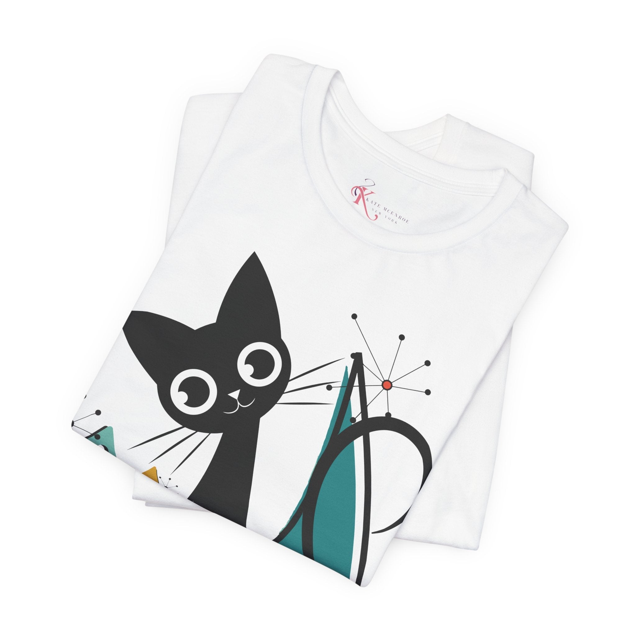 Kate McEnroe New York Atomic Cat Mid Century Modern T-Shirt, Retro MCM Cat Lover TeeT-Shirts54748933078969002236