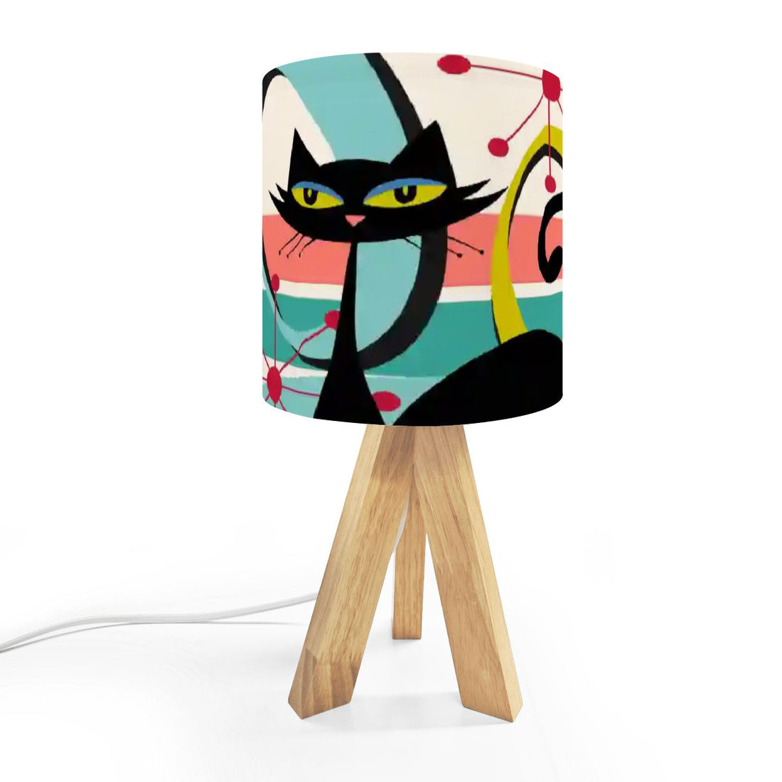 Kate McEnroe New York Atomic Cat Mid Century Modern Table Lamp, Retro 50s Kitsch, Atomic Age Accent Light, MCM Tripod Desk LampTable LampsYGROgITqr8