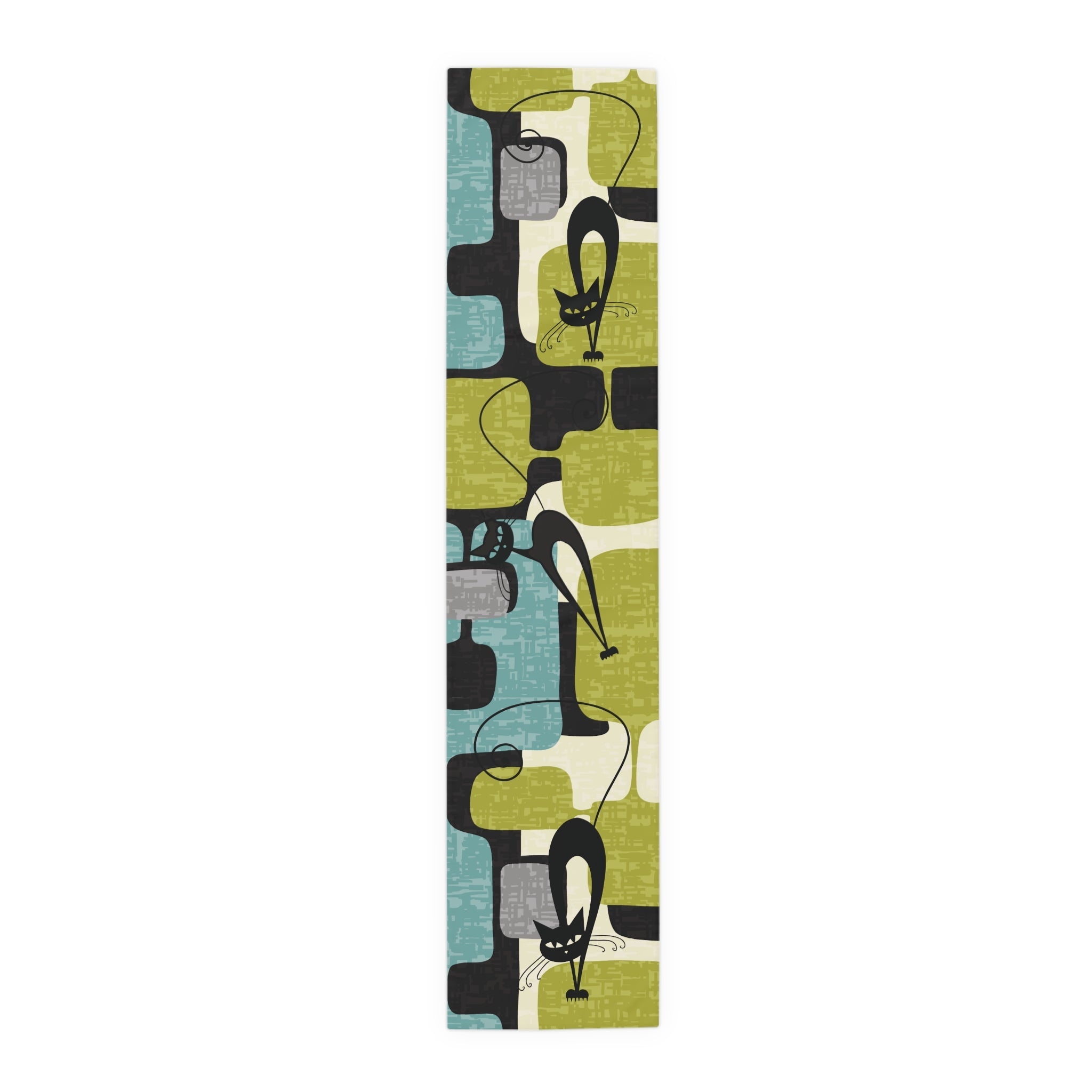 Kate McEnroe New York Atomic Cat Mid Century Modern Table Runner, MCM 60s Retro Geometric Abstract Table LinenTable Runners21154023267072618185