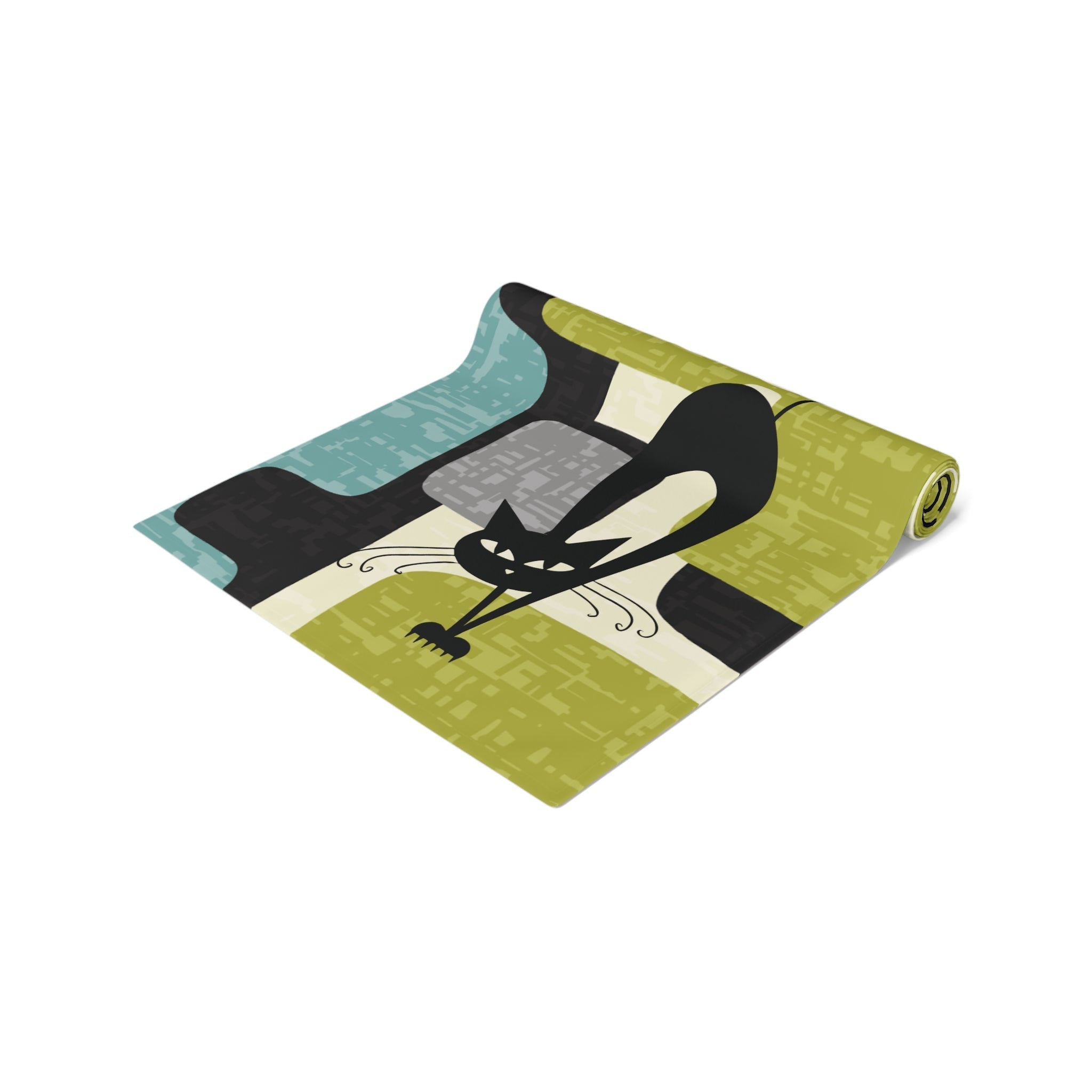 Kate McEnroe New York Atomic Cat Mid Century Modern Table Runner, MCM 60s Retro Geometric Abstract Table LinenTable Runners21154023267072618185