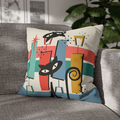 Kate McEnroe New York Atomic Cat Mid Century Modern Throw Pillow Cover, Retro 50s Kitsch Geometric Design, Atomic Age Decorative Cushion Cover, MCM Home DecorThrow Pillow Covers15888137332523874886