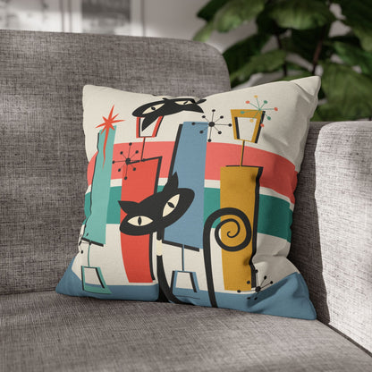 Kate McEnroe New York Atomic Cat Mid Century Modern Throw Pillow Cover, Retro 50s Kitsch Geometric Design, Atomic Age Decorative Cushion Cover, MCM Home DecorThrow Pillow Covers15888137332523874886