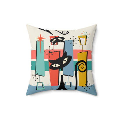 Kate McEnroe New York Atomic Cat Mid Century Modern Throw Pillow, Retro 50s Kitsch Geometric Design, Atomic Age Decorative Cushion, MCM Home DecorThrow Pillows23040566122182323685