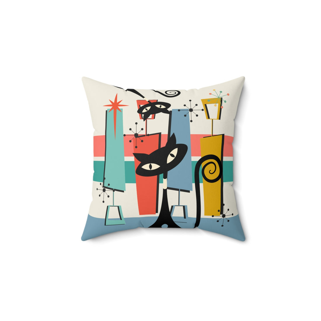 Kate McEnroe New York Atomic Cat Mid Century Modern Throw Pillow, Retro 50s Kitsch Geometric Design, Atomic Age Decorative Cushion, MCM Home DecorThrow Pillows28238873022420103149