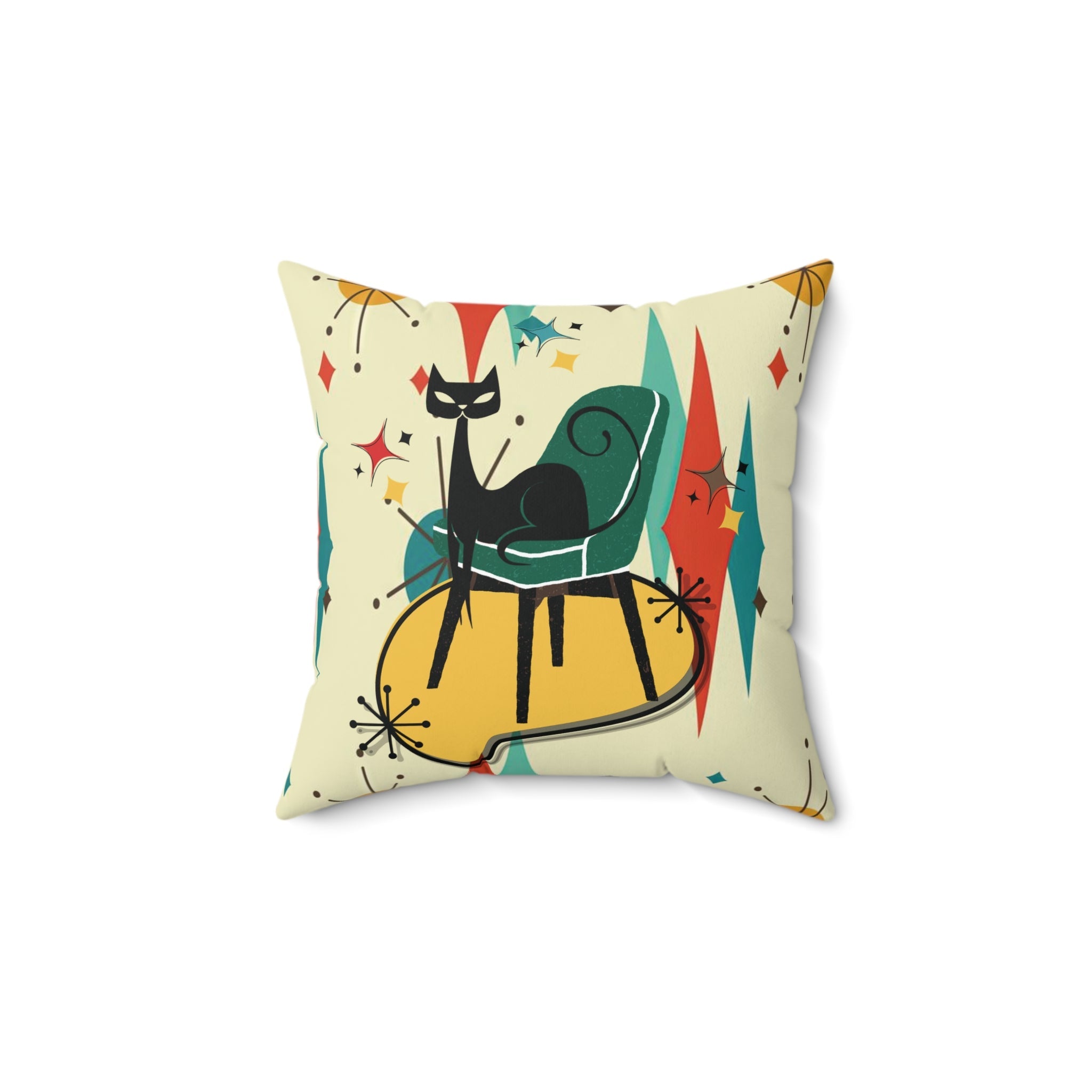 Kate McEnroe New York Atomic Cat Mid Century Modern Throw Pillow, Retro Franciscan Diamond Starburst Cushion, 1950s MCM DecorThrow Pillows33713152629701286760