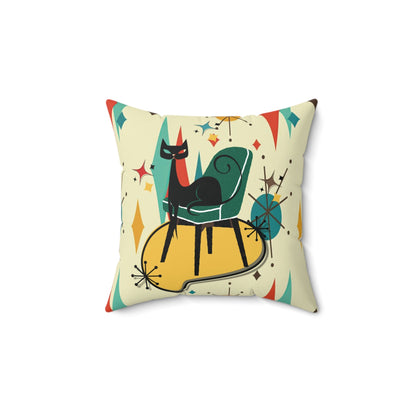 Kate McEnroe New York Atomic Cat Mid Century Modern Throw Pillow, Retro Franciscan Diamond Starburst Cushion, 1950s MCM DecorThrow Pillows97163741246063010298