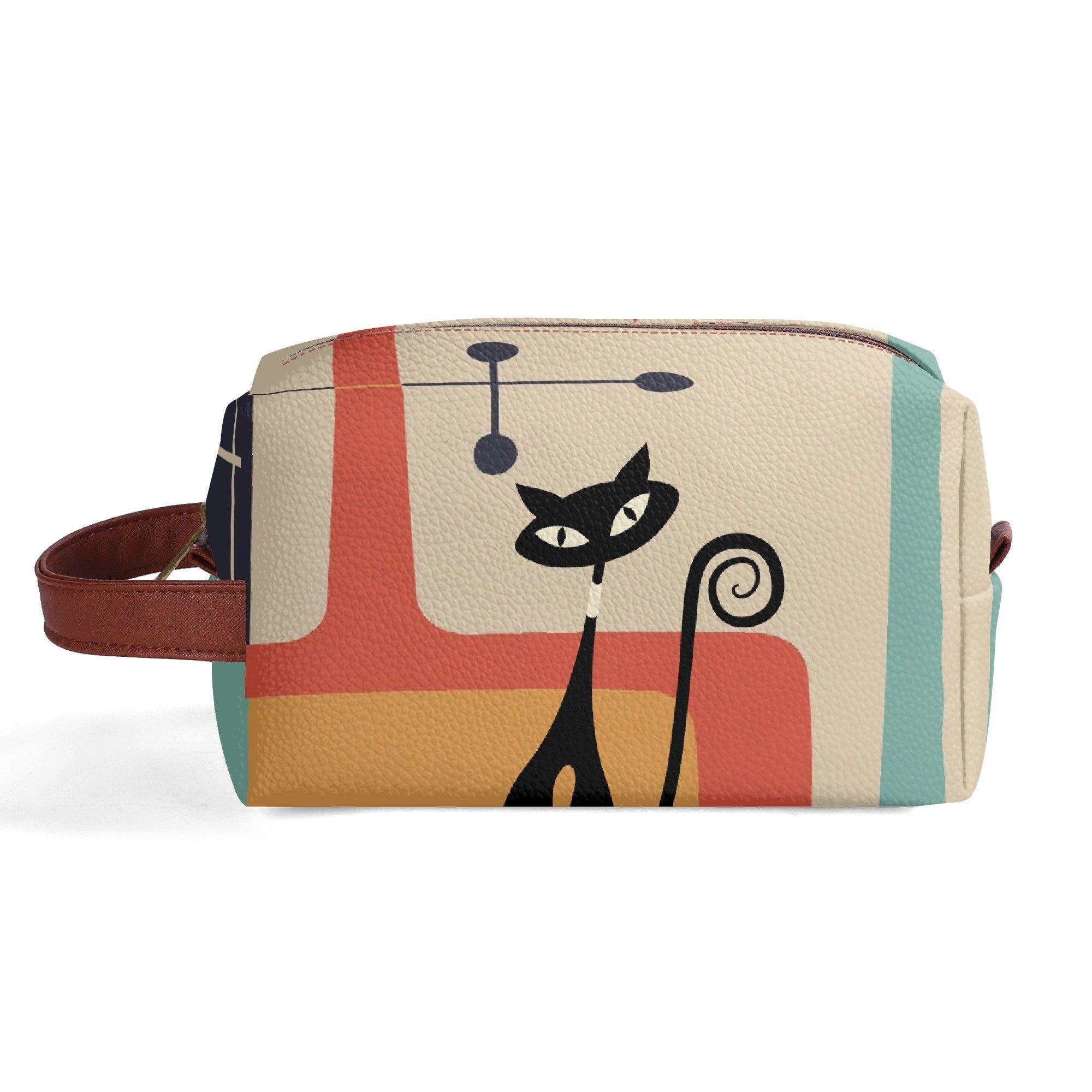 Kate McEnroe New York Atomic Cat Mid Century Modern Toiletry Bag, Retro Kitsch Travel Cosmetic CaseCosmetic &amp; Toiletry BagsWLX8X6ZW - 1
