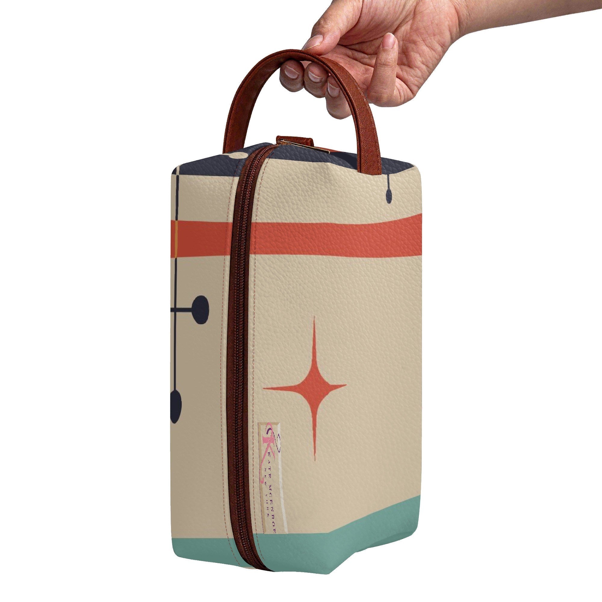 Kate McEnroe New York Atomic Cat Mid Century Modern Toiletry Bag, Retro Kitsch Travel Cosmetic CaseCosmetic &amp; Toiletry BagsWLX8X6ZW - 1
